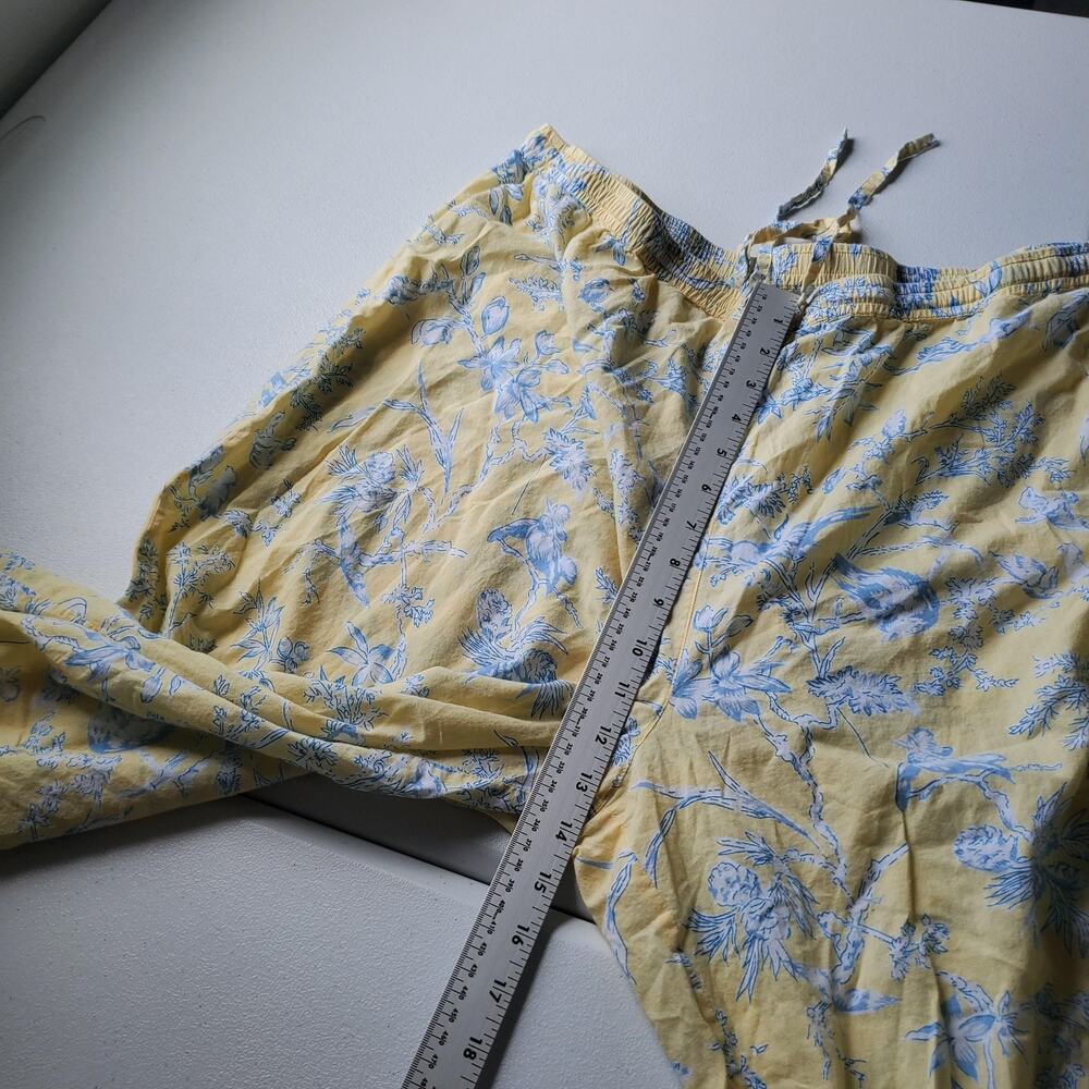 Ella Simone Pajama Set Womens 1X Yellow Bird Floral Capri Pants Button Top - Picture 9 of 13